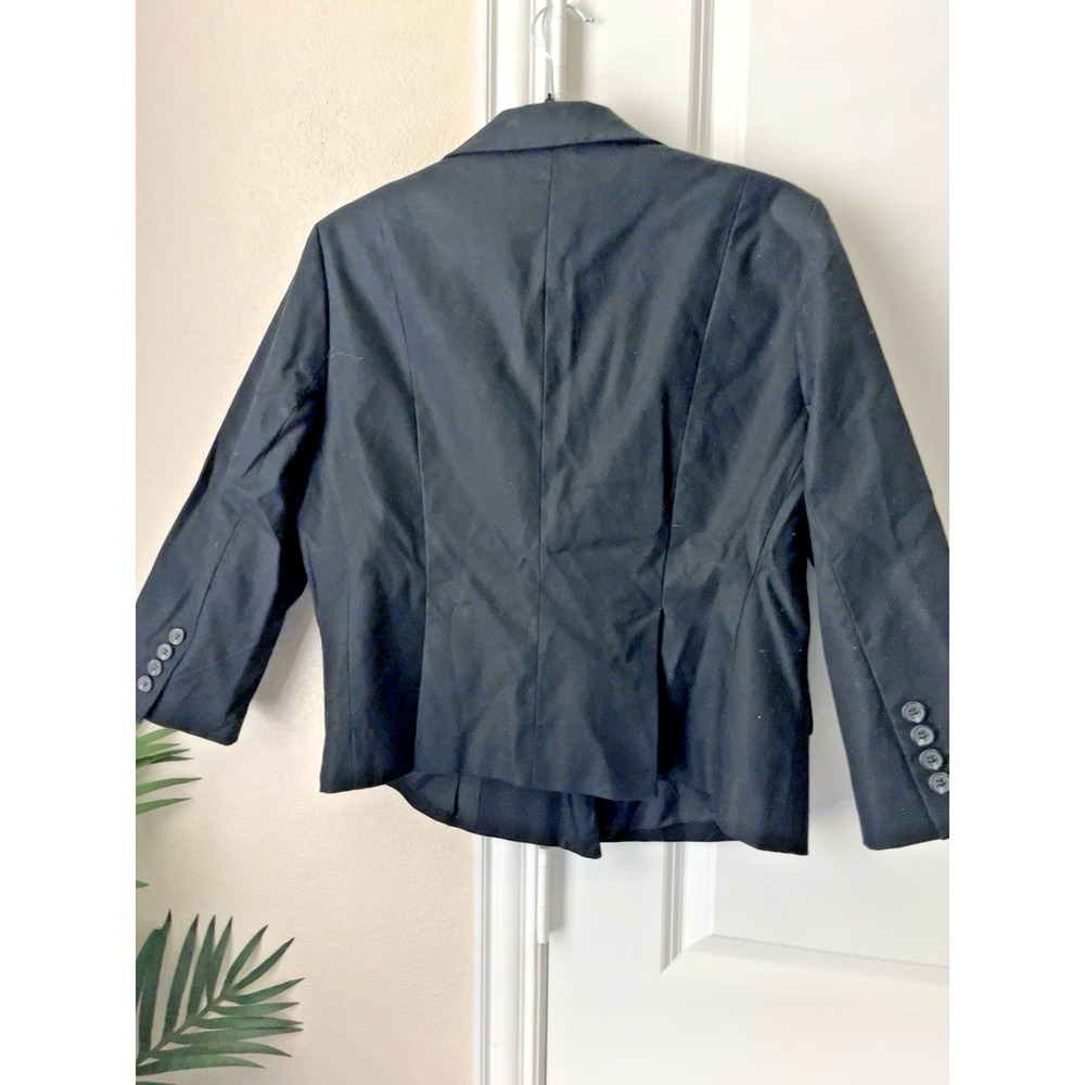 LOFT Black Cropped Double Breasted Blazer Size 14 Tailored Jacket - Picture 3 of 4